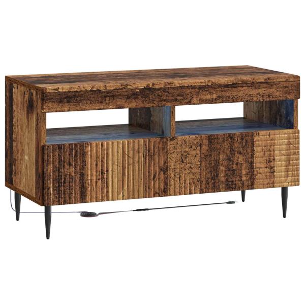 3-teiliges LED TV Regal Altholz Holzwerkstoff