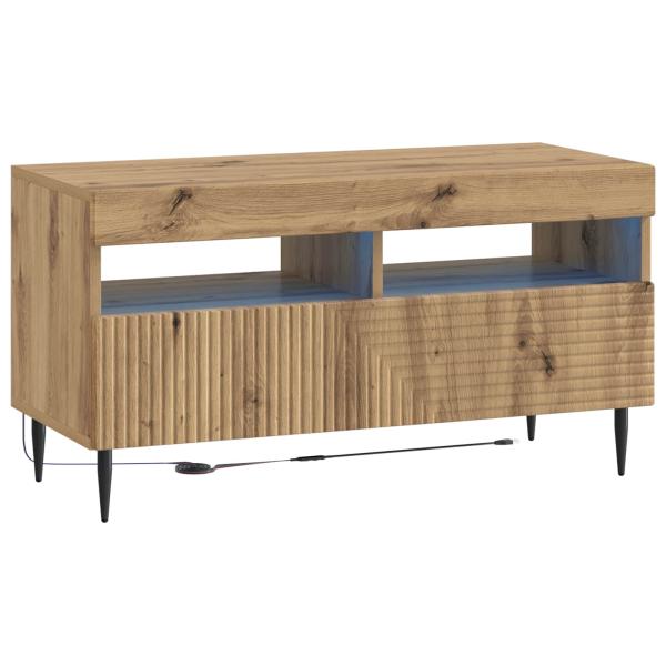 3-teiliges LED TV Regal Artisan-Eiche Holzwerkstoff