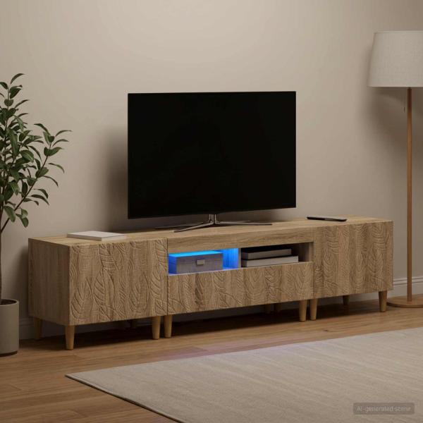 3-teiliges LED TV Regal DELFT Sonoma-Eiche Holzwerkstoff