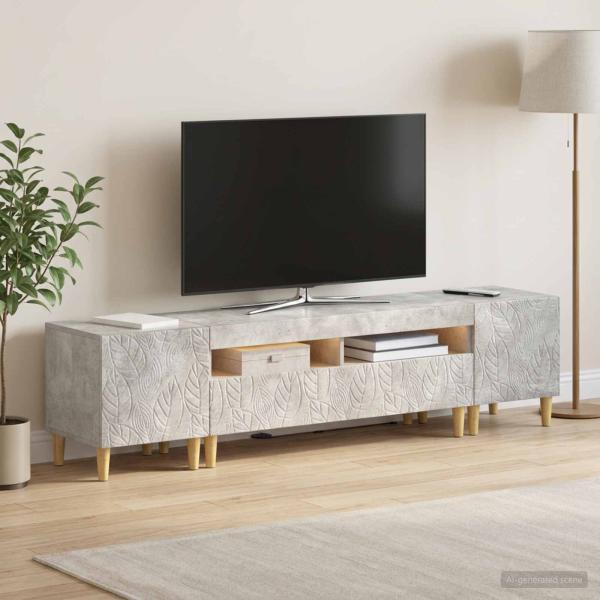3-teiliges LED TV Regal DELFT Betongrau Holzwerkstoff