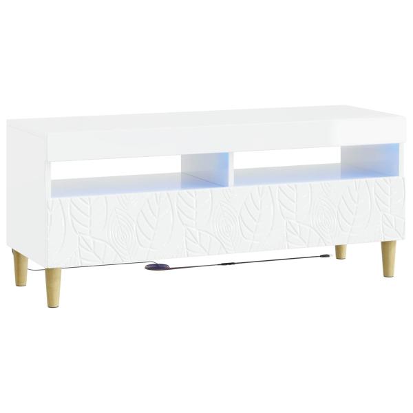 3-teiliges LED TV Regal DELFT Hochglanz Weiß Holzwerkstoff