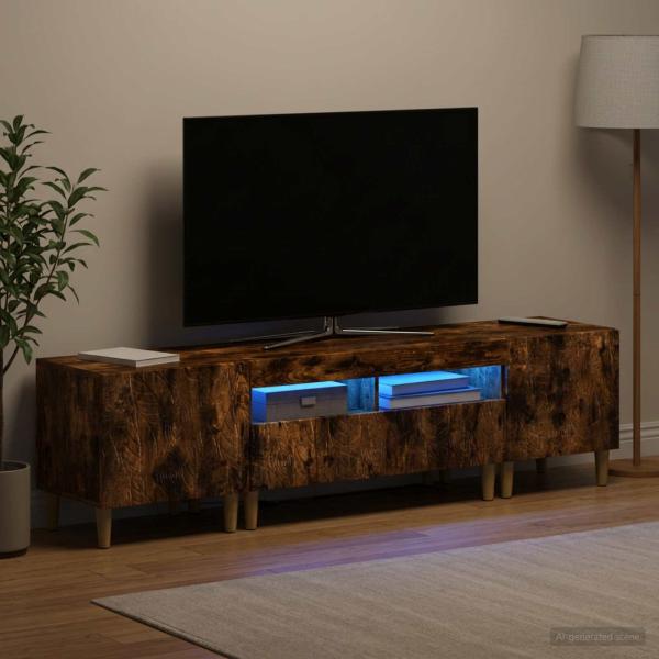 ARDEBO.de - 3-teiliges LED TV Regal DELFT Raucheiche Holzwerkstoff