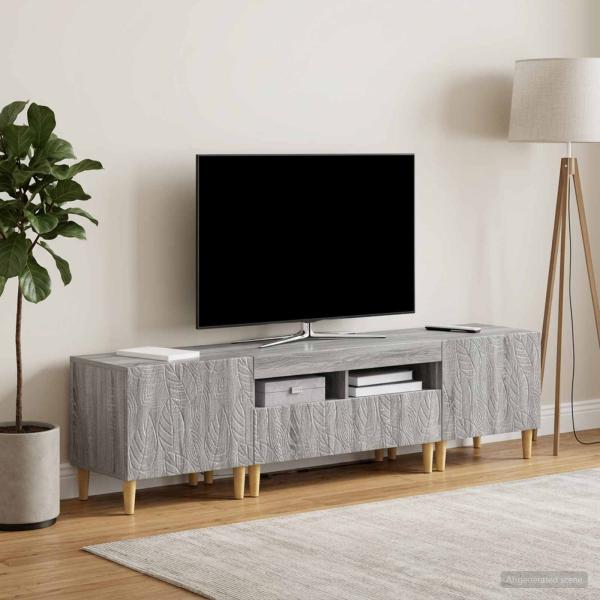 ARDEBO.de - 3-teiliges LED TV Regal DELFT Sonoma-Grau Holzwerkstoff