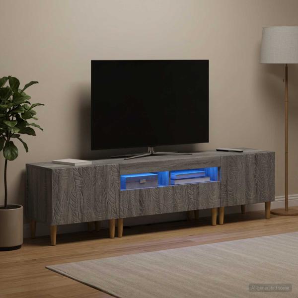 3-teiliges LED TV Regal DELFT Sonoma-Grau Holzwerkstoff