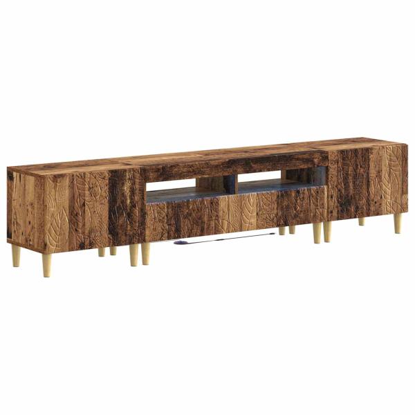 3-teiliges LED TV Regal DELFT Altholz Holzwerkstoff