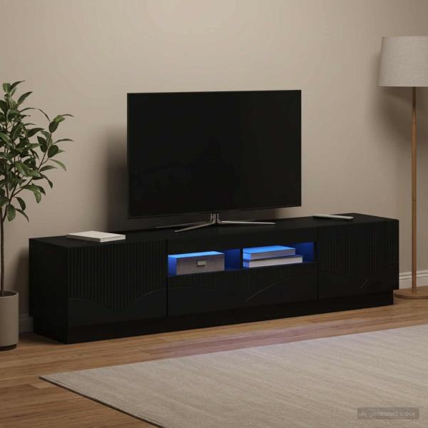 LED-TV-Schrank HOORN 3 stk. Schwarz Holzwerkstoff