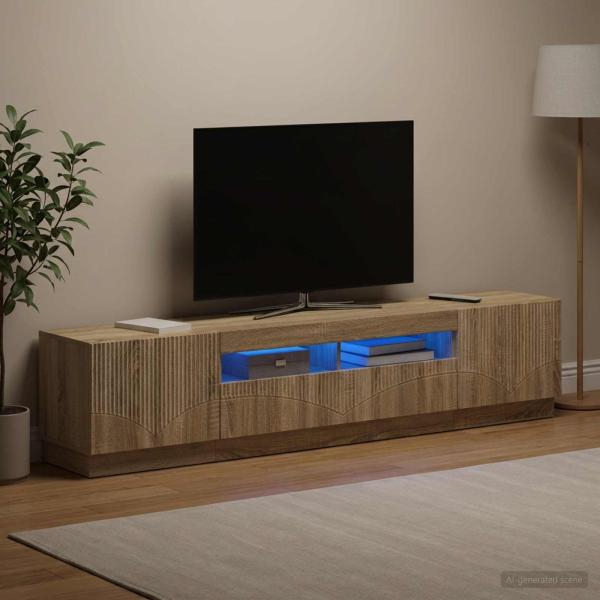 LED-TV-Schrank HOORN 3 stk. Sonoma-Eiche Holzwerkstoff
