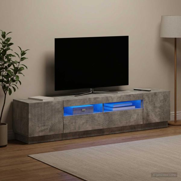 ARDEBO.de - LED-TV-Schrank HOORN 3 stk. Betongrau Holzwerkstoff