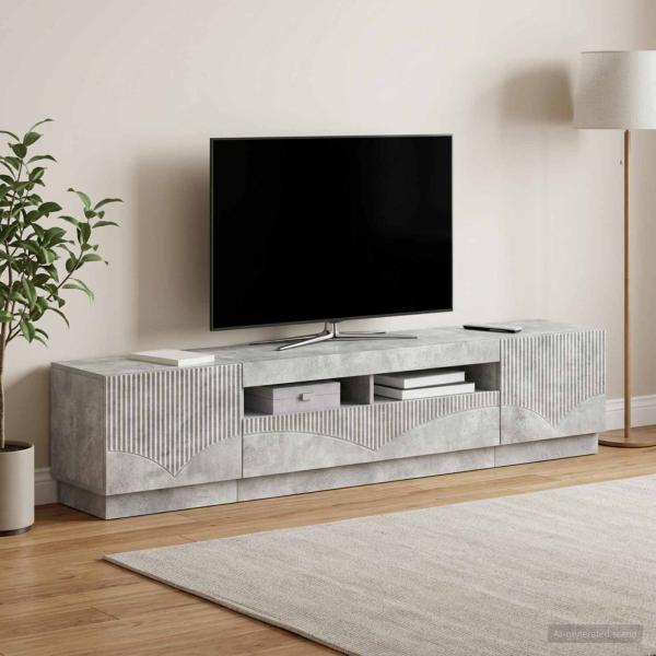 LED-TV-Schrank HOORN 3 stk. Betongrau Holzwerkstoff