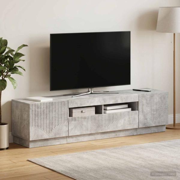 ARDEBO.de - LED-TV-Schrank HOORN 3 stk. Betongrau Holzwerkstoff