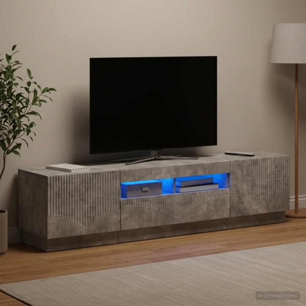 LED-TV-Schrank HOORN 3 stk. Betongrau Holzwerkstoff
