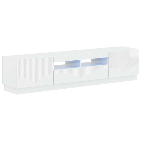 LED-TV-Schrank HOORN 3 stk. Hochglanz Weiß Holzwerkstoff
