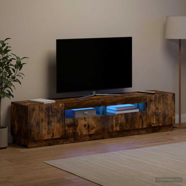 ARDEBO.de - LED-TV-Schrank HOORN 3 stk. Raucheiche Holzwerkstoff
