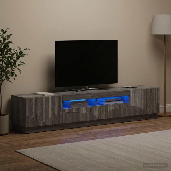 LED-TV-Schrank HOORN 3 stk. Sonoma-Grau Holzwerkstoff