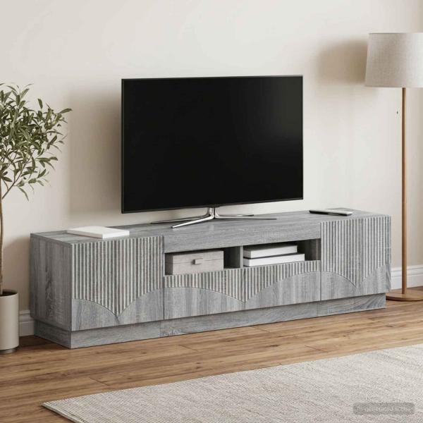 ARDEBO.de - LED-TV-Schrank HOORN 3 stk. Sonoma-Grau Holzwerkstoff