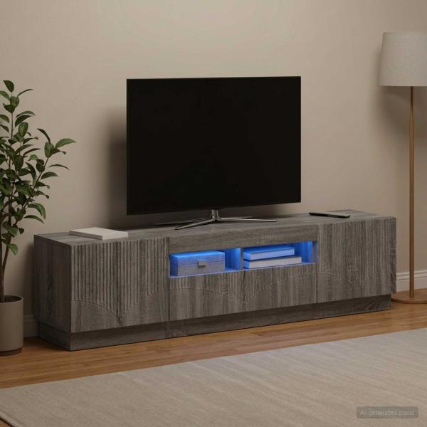LED-TV-Schrank HOORN 3 stk. Sonoma-Grau Holzwerkstoff