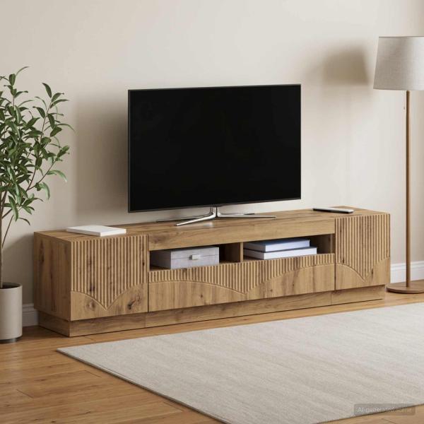 ARDEBO.de - LED-TV-Schrank HOORN 3 stk. Artisan-Eiche Holzwerkstoff