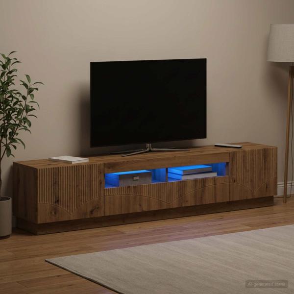 LED-TV-Schrank HOORN 3 stk. Artisan-Eiche Holzwerkstoff