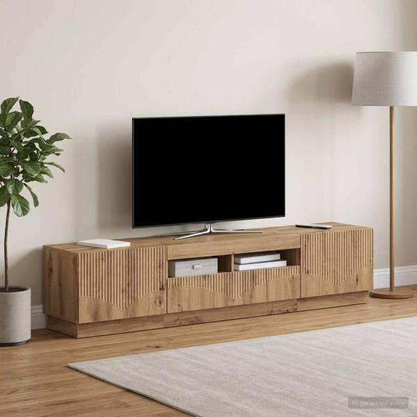 LED-TV-Schrank HOORN 3 stk. Artisan-Eiche Holzwerkstoff