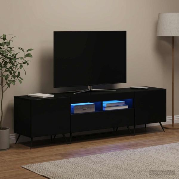 ARDEBO.de - LED-TV-Schrank BREDA 3 stk. Schwarz Holzwerkstoff