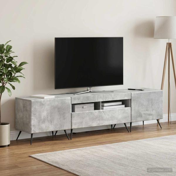 ARDEBO.de - LED-TV-Schrank BREDA 3 stk. Betongrau Holzwerkstoff