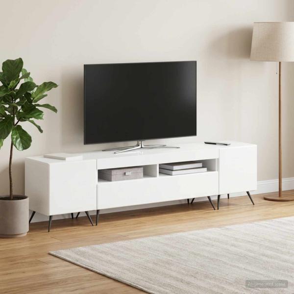 ARDEBO.de - 3-teiliges LED TV Regal BREDA 3 stk. Hochglanz Weiß