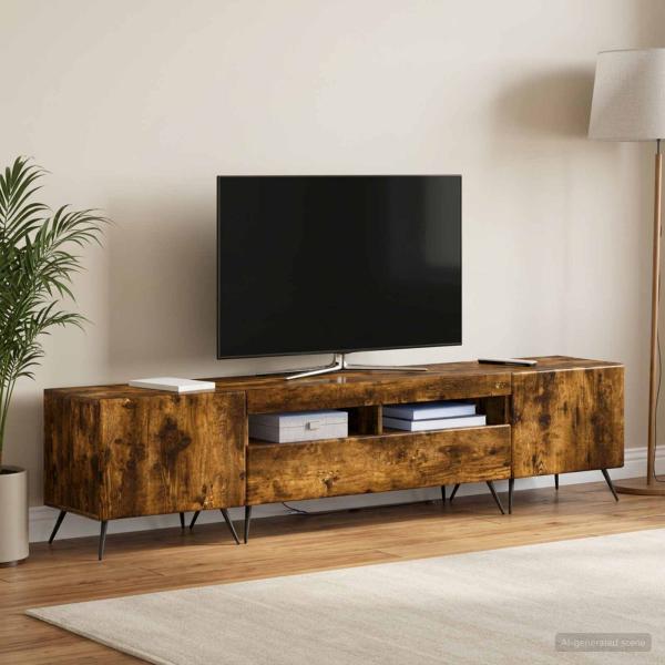 ARDEBO.de - LED-TV-Schrank BREDA 3 stk. Raucheiche Holzwerkstoff