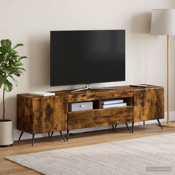 ARDEBO.de - 3-teiliges LED TV Regal BREDA 3 stk. Raucheiche Holzwerkstoff
