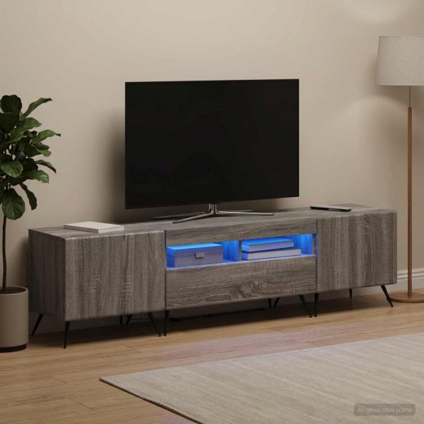 LED-TV-Schrank BREDA 3 stk. Sonoma-Grau Holzwerkstoff