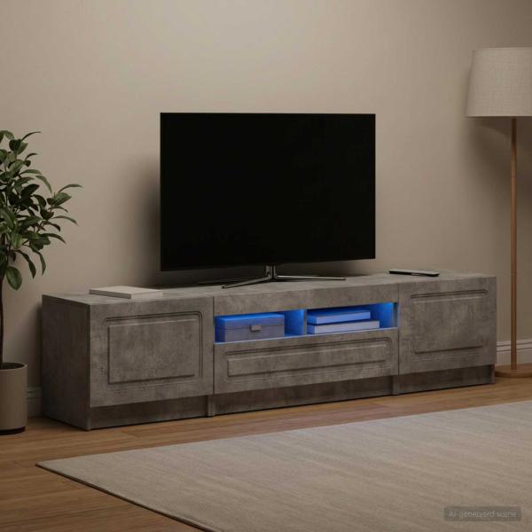 ARDEBO.de - LED-TV-Schrank UTRECHT 3 stk. Betongrau Holzwerkstoff