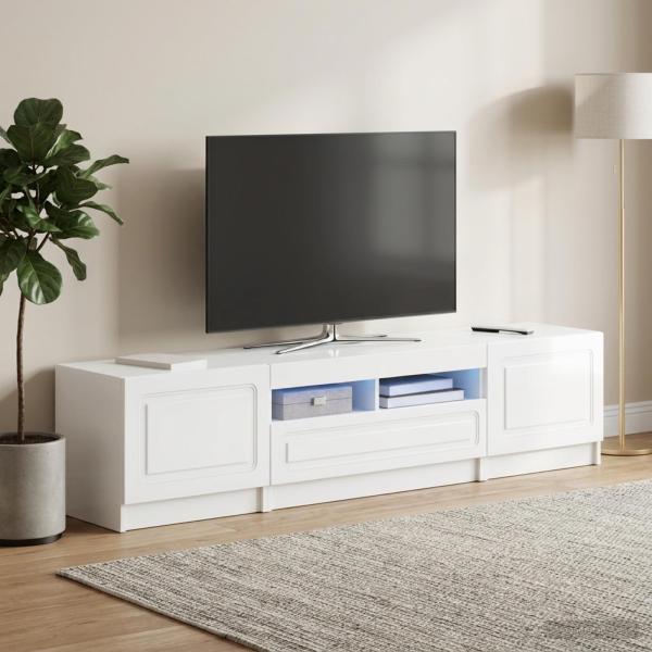 LED-TV-Schrank UTRECHT 3 stk. Hochglanz Weiß Holzwerkstoff