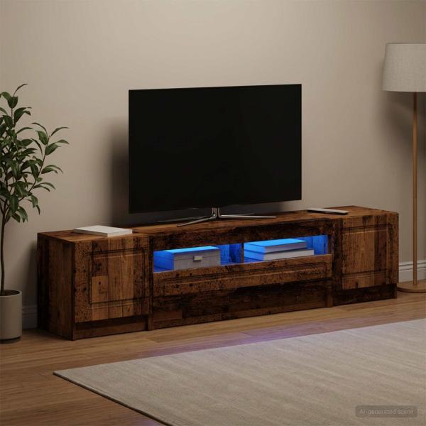 ARDEBO.de - LED-TV-Schrank UTRECHT 3 stk. Altholz Holzwerkstoff