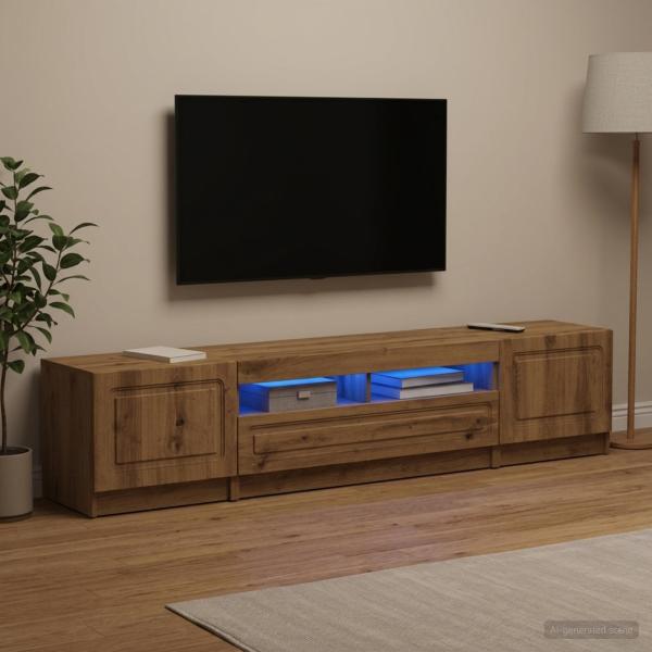 ARDEBO.de - LED-TV-Schrank UTRECHT 3 stk. Artisan-Eiche Holzwerkstoff
