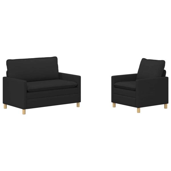 Sofa Set 2 stk. Schwarz Stoff