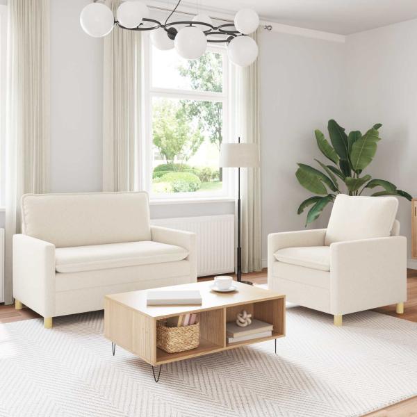 ARDEBO.de - Sofa Set 2 stk. Creme Stoff