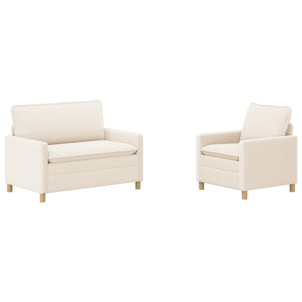 Sofa Set 2 stk. Creme Stoff