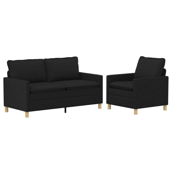 Sofa Set 2 stk. 3-Sitzer Schwarz Stoff