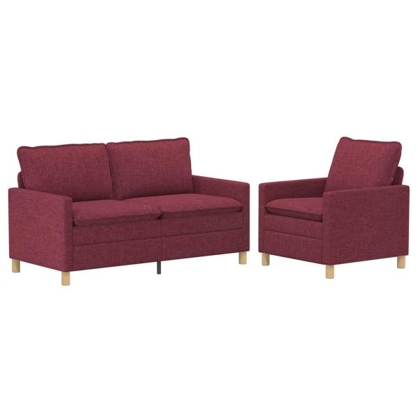 Sofa Set 2 stk. Weinrot Stoff