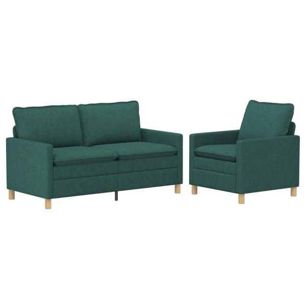 Sofa Set 2 stk. Dunkelgrün Stoff