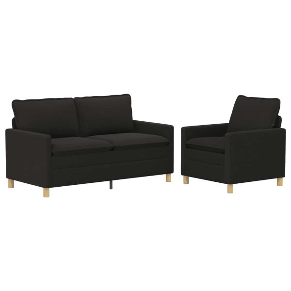 Sofa Set 2 stk. Schwarz Stoff