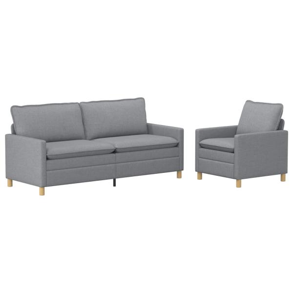 Sofa Set 2 stk. Hellgrau Stoff