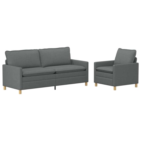 Sofa Set 2 stk. Dunkelgrau Stoff