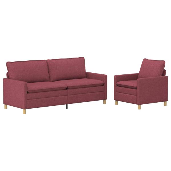 Sofa Set 2 stk. Weinrot Stoff