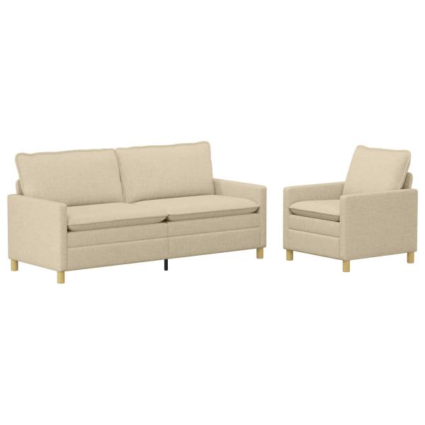 Sofa Set 2 stk. Creme Stoff