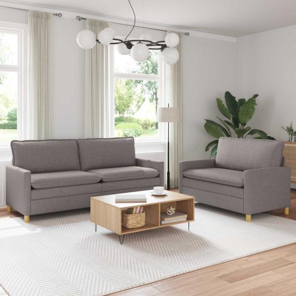 ARDEBO.de - Sofa Set 2 stk. Taupe Stoff
