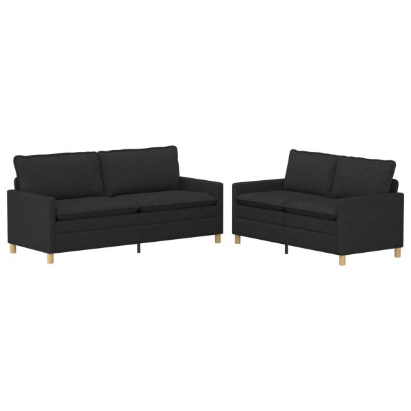 Sofa Set 2 stk. Schwarz Stoff