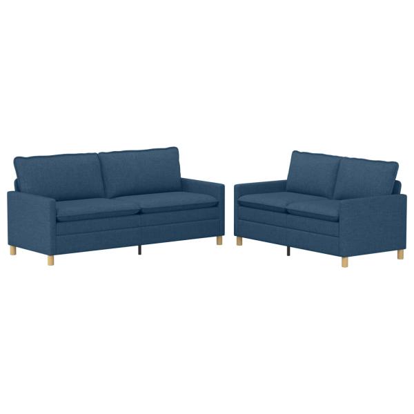 Sofa Set 2 stk. Blau Stoff