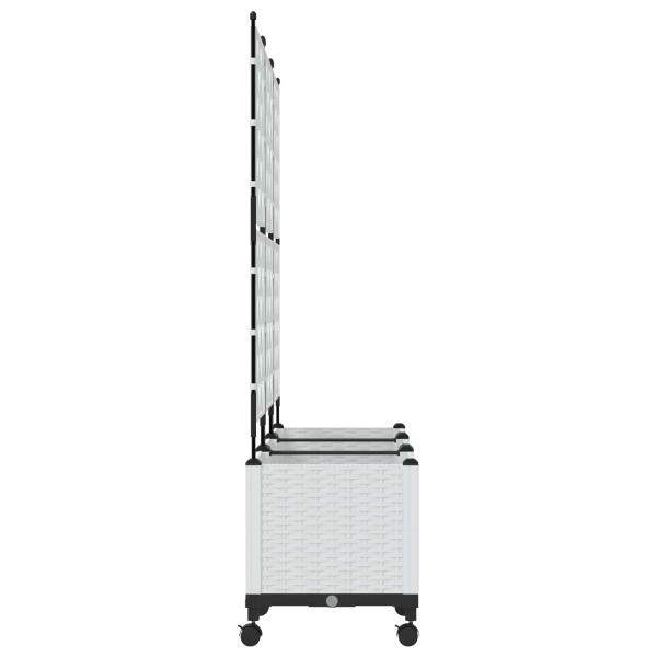 Pflanzkübel mit Spalier und Rädern 3 stk. Weiß PP
