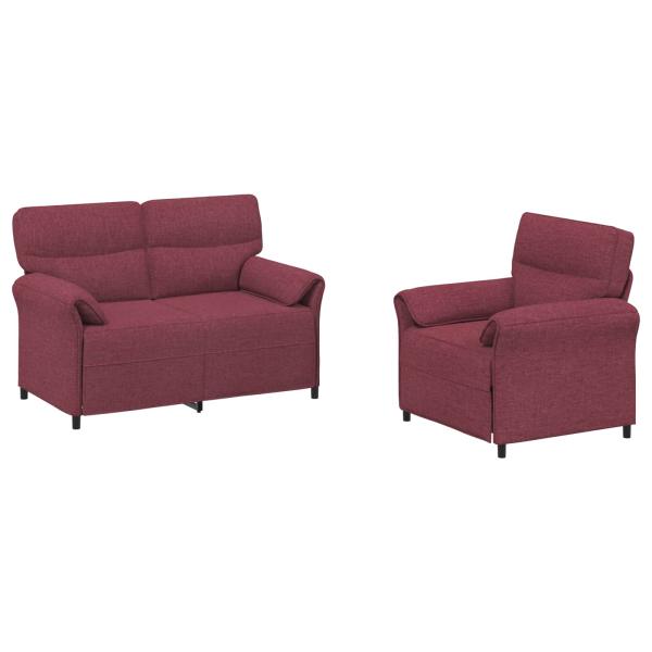 Sofa Set 2 stk. Weinrot Stoff