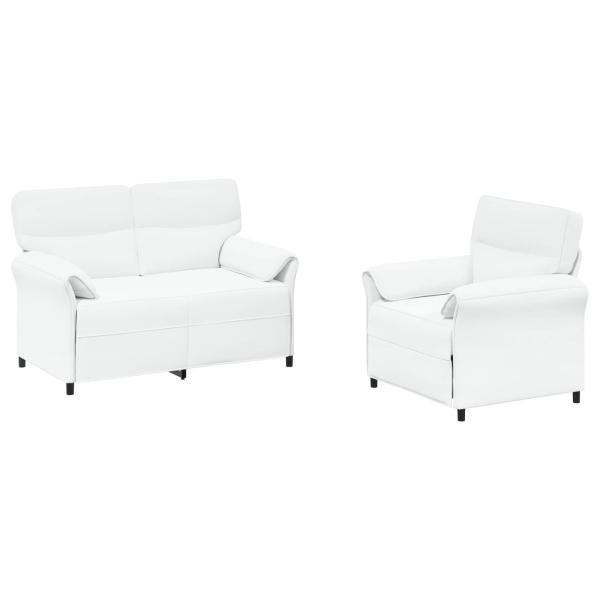 Sofa Set 2 stk. Weiß Stoff